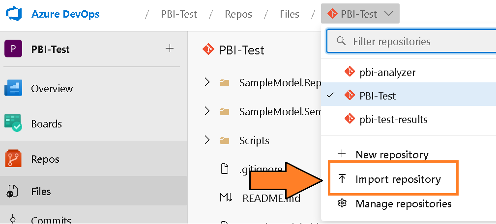 Navigate to Repos and Import Repository