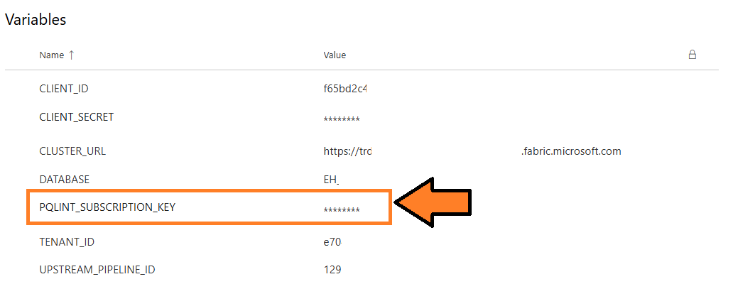 Save PQLINT_SUBSCRIPTION_KEY