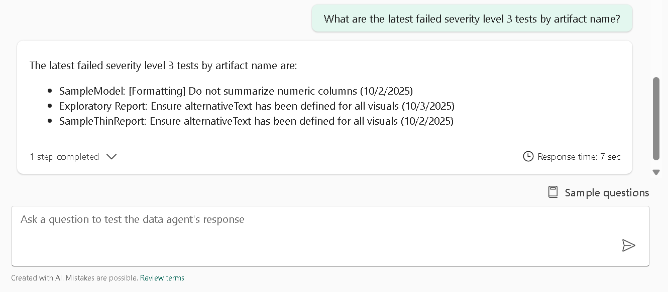 Fabric Data Agent Screenshot